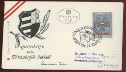 1956. UNGARHILFE Szép FDC Svédországba Küldve. Ritka Hungarica. - Oblitérés