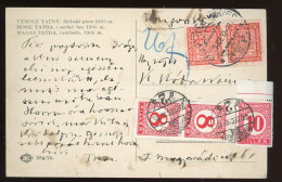 1932. Képeslap Csehszlovákiából, Három Bélyeges Portózással - Used Stamps