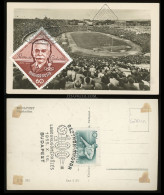 NÉPSTADION Forós Képeslap, Osztrák-Magyar 100. Labdarugó Mérkőzés Alk. Bélyegzéssel 1955 FDC - Ungarn