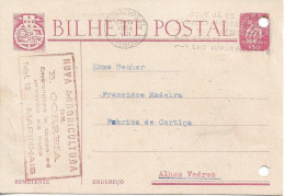 Portugal , 1954 Stationery , Caravela $50 ,  Lisboa Recetáculos Slogan Postmark , Nova Arboricultura Marinhais Oil Stamp - Postmark Collection
