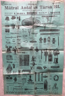 MÁTRAI  Antal és Társa Tűzoltó-szer Gyár, Dekoratív Két Oldalas, Hajtogatott Plakát Mérető Termék Jegyzék! 1932. 65*40 C - Non Classés
