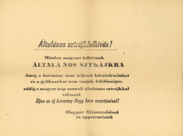 1956.10. Forradalom, Általános Sztrájkfelhívás, Ritka Röplap - Sin Clasificación