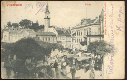 VESZPRÉM 1914. Főtér, Piac, Régi Képeslap - Hongarije