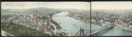 BUDAPEST 1908. Látkép, Három Részes Panoráma Képeslap, Divald - Hungría