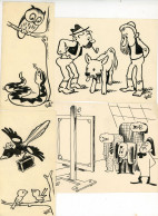 KARIKATURA / SZABAD SZÁJ 1946-51Vasi Kálmán Viktor 4db Megjelent Tusrajz, Hátoldalon A Vicclap Bélyegzésével! - Dibujos