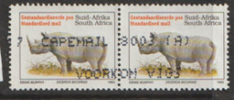 South Africa  1993  SG 821c White  Rhino  Standard Postage   Fine Used Pair - Gebraucht