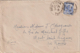 Tunisie Lettre 1936 Pour La France Rouen Oblit. Bou Ficha - Brieven En Documenten