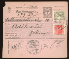 TORNYA 1918. Kiegészített Díjjegyes Postautalvány Battonyára Küldve - Used Stamps