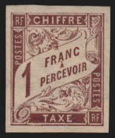 Colonies Françaises, Taxe N°15, 1fr Marron, Neuf * Avec Charnière - TB - Postage Due