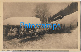 215980 SWITZERLAND COSTUMES SPORTS MOUNTAINS A DEPARTURE FROM BOBSLEIGHS POSTAL POSTCARD - Port