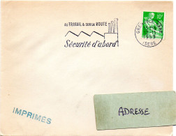 ISERE - Dépt N° 38 = GRENOBLE GARE 1959  = FLAMME SECAP  'au Travail & Sur La Route / Sécurité D'abord - Incidenti E Sicurezza Stradale