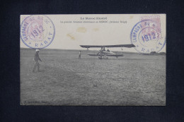 MAROC - Affranchissement Cherifien Sur Cp (1er Aviateur Atterissant Au Maroc) De Rabat Pour La France En 1912 - L 147854 - Locals & Carriers