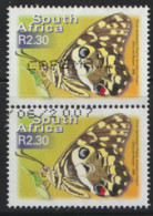 South Africa  2000  SG  1225  2.30  Butterfly   Fine Used  Pair - Gebraucht
