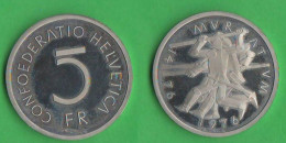 Svizzera 5 Francs 1976 MORAT Battaglia 5 Franchi FR Suisse Schweiz Helvetia Switzerland Nickel Proof - Autres & Non Classés