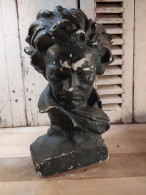 Ancienne Sculpture Buste De Beethoven Signé Cipriani - Gesso