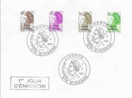1er JOUR D'ÉMISSION - 4-II-1986 LIBERTÉ - 975 St PIERRE - Brieven En Documenten