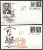 ⁕ USA 1966  Abraham Lincoln  2v FDC Covers, Springfield - 1961-1970