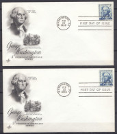 ⁕ USA 1966 ⁕ George Washington ⁕ 2v FDC Covers - 1961-1970