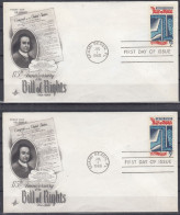 ⁕ USA 1966 ⁕ 175th Anniv. Bill Of Rights, Miami Beach, Florida ⁕ 2v FDC Covers - 1961-1970