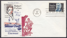 ⁕ USA 1965 ⁕ FDC Cover Robert Fulton 5c. ⁕ CLERMONT - 1961-1970