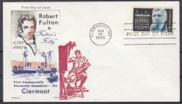 Action !! SALE !! 50 % OFF !! ⁕ USA 1965 ⁕ FDC Cover Robert Fulton 5c. ⁕ CLERMONT - 1961-1970