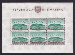 1961 San Marino Saint Marin EUROPA CEPT FOGLIETTO Di 6 Valori MNH** EUROPE BF Souvenir Sheet 9 Monte Titano - 1961