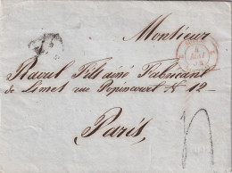 LAC. SUISSE. SIGNEE. 4 MAI 54. SCHWITZGUEBEL. CHAUX DE FONDS. POUR PARIS. ENTREE FRANCE SUISSE PAR MORTEAU. TAXE 4 - ...-1845 Prephilately