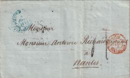 LAC. SUISSE. SIGNEE. 3 1 53. WAVRE. NEUCHATEL POUR NANTES. ENTREE FRANCE SUISSE PAR PONTARLIER. TAXE 4 - ...-1845 Préphilatélie