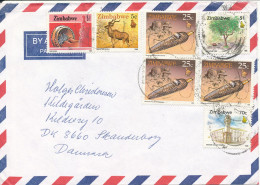 Zimbabwe Air Mail Cover Sent To Denmark Topic Stamps - Zimbabwe (1980-...)