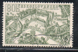 CZECHOSLOVAKIA CECOSLOVACCHIA 1955 AIRMAIL AIR POST MAIL VIEWS VIEW OF CESKY KRUMLOV  80h USED USATO OBLITERE' - Luftpost