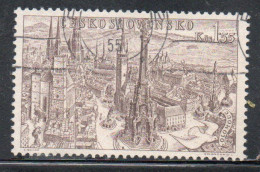 CZECHOSLOVAKIA CECOSLOVACCHIA 1955 AIRMAIL AIR POST MAIL VIEWS VIEW OF OLOMOUC 1.55k USED USATO OBLITERE' - Airmail