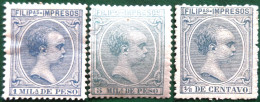 Espagne > Colonies Et Dépendances > Philipines 1896  King Alfonso XIII   Edifil N° 117_119_120 - Filipinas