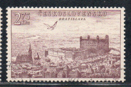 CZECHOSLOVAKIA CECOSLOVACCHIA 1955 AIRMAIL AIR POST MAIL VIEWS VIEW OF BRATISLAVA 2.75k USED USATO OBLITERE' - Airmail