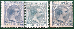 Espagne > Colonies Et Dépendances > Philipines 1896  King Alfonso XIII   Edifil N° 117_119_120 - Philippines