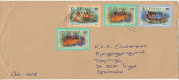 Tuvalu Cover Overprinted OFFICIAL Sent To Denmark Topic Stamps FISH - Tuvalu