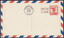⁕ USA 1963 ⁕ Airmail 6c. Sea ( Bald ) Eagle On Cliff ⁕ FDC Stationery Postcard, MAITLAND Postmark - 1961-1970