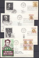 Action !! SALE !! 50 % OFF !! ⁕ USA 1958 & 1959 ⁕ SIMON BOLIVAR & ERNST REUTER 4c & 8c ⁕ 4v FDC Covers WASHINGTON - 1951-1960