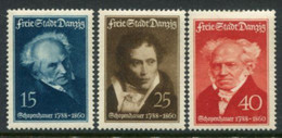 DANZIG 1938 Schopenhauer Birth Anniversary MNH / **  Michel 281-83 - Postfris