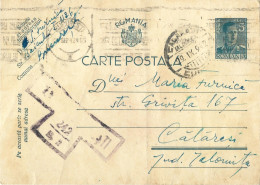 ROMANIA 1942 POSTCARD, CENSORED POSTCARD STATIONERY - Lettres 2ème Guerre Mondiale