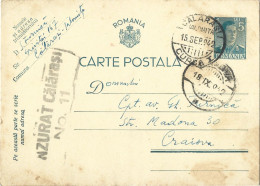 ROMANIA 1942 POSTCARD, CENSORED CALARASI NO.11 POSTCARD STATIONERY - Storia Postale Seconda Guerra Mondiale