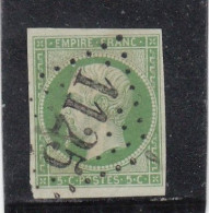 France - Année 1853-62 - N°YT N° 12 - 5c Vert - Empire - Oblitération GC - 1853-1860 Napoleone III