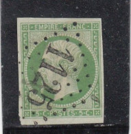 France - Année 1853-62 - N°YT N° 12 - 5c Vert - Empire - Oblitération GC - 1853-1860 Napoléon III.