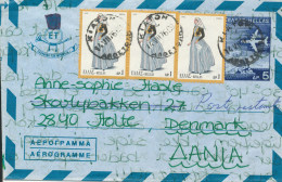 Greece Uprated Aerogramme Sent To Denmark 14-7-1976 - Enteros Postales