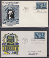 ⁕ USA U.S. 1947 New York ⁕ 100th U.S.postage Stamp Centenary ⁕ 2v FDC Covers - 1941-1950