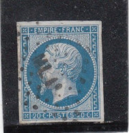 France - Année 1853-62 - N°YT N° 14B - 20c Bleu - Empire - Oblitération Ambulant - 1853-1860 Napoleon III