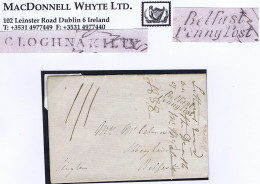 Ireland Cork Belfast Antrim 1838 Lettersheet To Abbeylands With CLOGHNAKILTY And Italic "Belfast/Penny Post" - Voorfilatelie