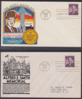 ⁕ USA 1945 New York  ALFRED E. SMITH Memorial 3c.  2v FDC Covers - 1941-1950