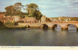 RIVER TEIFI AND BRIDGE CARDIGAN  COULEUR REF 11791 DOM - Cardiganshire