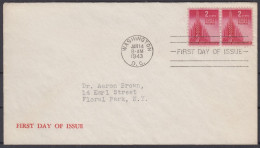 ⁕ USA 1943 Washington ⁕ UN Victory Sign Swords And Palm Fronds 2x 2c.⁕ FDC Cover - 1941-1950