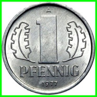 REPUBLICA DEMOCRATICA DE ALEMANIA ( DDR ) MONEDAS DE 1 PFENNING AÑO 1977 CECA-A MONEDA DE 17mm Obv.State ALUMINIO - 1 Pfennig